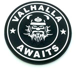 Patch Nation Valhalla Awaits Wikinger Schwarz PVC Airsoft Paintball Klett Emblem Abzeichen
