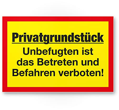 Komma Security Privatgrundstück - Unbefugten Betreten Befahren verboten Schild 30 x 20 cm Hinweisschild Grundstück Verbotsschild - Betreten verboten Warnhinweis widerrechtlich befahren