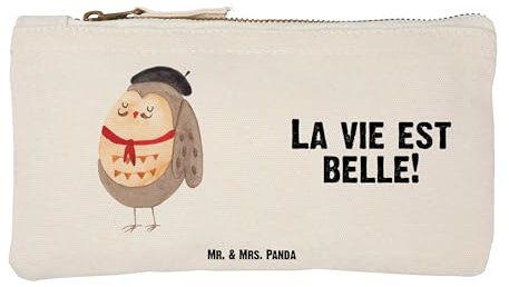 Mr. & Mrs. Panda Kulturbeutel Eule Frankreich Größe S Klein - Geschenk, Beauty Tasche, Das Leben Ist schön, Eulen, La Vie Est Belle, Pouch, Mäppchen, Spruch, kosmetiktäschchen, Etui