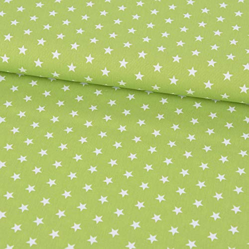 SCHÖNER LEBEN. Baumwollstoff Sterne ca. 1x1cm Lime grün weiß 1,40m Breite