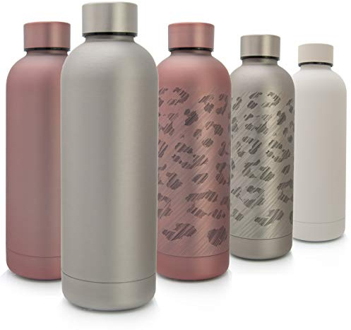 T&N Edelstahl Trinkflasche 500ml – Thermosflasche 0,5l für Büro – auslaufsichere Wasserflasche für Kohlensäure – Thermoskanne unterwegs – Isolierflasche Tee Kaffee – Flasche Sprudel-Wasser