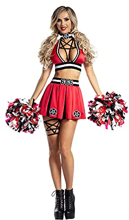 Party King Hellbent Cheerleader-Kostüm für Damen, Rot/Ausflug, einfarbig (Getaway Solids), XL