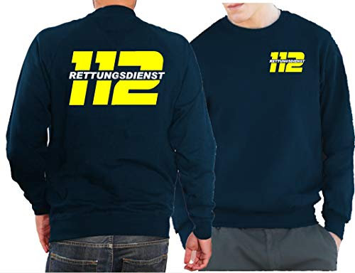 FEUER1 Sweat Navy, 112 - Rettungsdienst, Neongelb/Silber, L