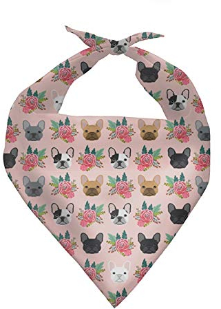 chaqlin Halstuch mit französischem Bulldoggen-Aufdruck, Dreieckstuch, verstellbar, waschbar, Hunde-Lätzchen für Thanksgiving, Haustier-Fliege, Schal, Rosa