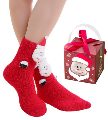 Sprinlot Calzini Natalizi, Calze Babbo Natale, Calzini Donna Divertenti, Calze Natalizie, Calzettoni Donna Invernali, Calzini Antiscivolo, Calze Termiche per Capodanno San Valentino Regalo ST-Home