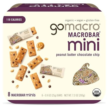 GOMACRO Organic Peanut Butter Chocolate Chip Mini MacroBars 8 Pack, 7.2 OZ