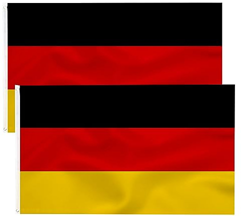 2pack Germany Flag Deutschland Fahne 90 x 150 cm- Deutsche Flagge Polyester leuchtenden Farben mit Messing-Ösen