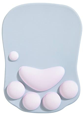 DOBAOJIA Mauspad Katzenpfote,3D Silikon Gel Mauspad, Ergonomische Mauspad | Mauspad mit Handgelenkstütze, Grau Mouse Pad with Wrist Support, Rutschfester Boden, für Zuhause/Büro/Gaming
