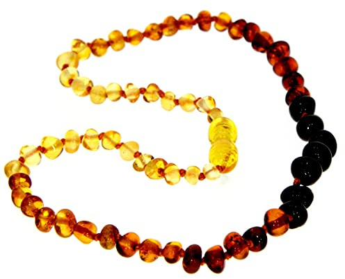SilverAmber Jewellery - Collar de ámbar báltico - Ombre - Pulido - Cuentas de ámbar 100% genuinas - Tamaño: 70 cm - NBAROMB70