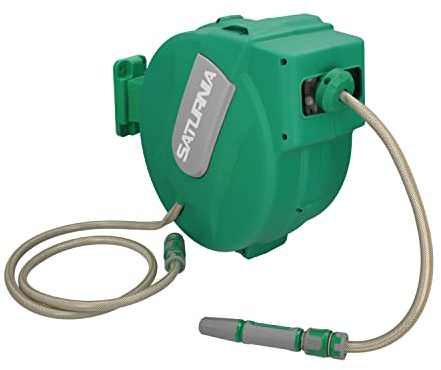 SATURNIA Enrollador Automatico Manguera Para Jardin. Recogedor Manguera Automatico, Porta Mangueras Jardin Manguera De 20 Metros