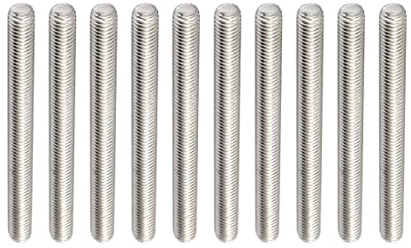 Rebower Entièrement Fileté Tige Acier Inox 304 Tige Barre Goujons, [pour Cintres et Pinces et U-Bolts] - M8 x 100mm Mâle Fileté /Argent/10Paquet