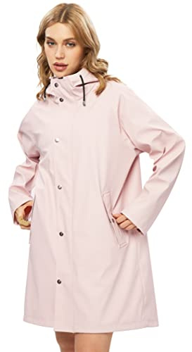 UNIQUEBELLA Raincoat for Women Outdoor Hooded Jacket Rain Jackets Waterproof Breathable Windbreaker-Pink