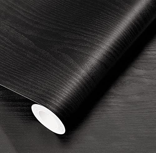 Mercoy 40cm x10m Möbelfolie Selbstklebende Holzoptik Vintage Schwarz Tapete Klebefolie Möbel Wasserfeste Vinyl Folie für Möbel zur Dekoration von Küche, Wände und Schränke