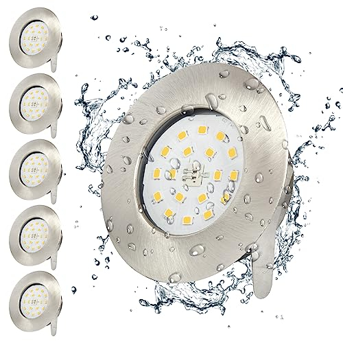 Wondlumi Faretti LED da Incasso per Cartongesso Bagno 5W,IP44 Luce Naturale 500LM,Foro 60-68mm per Cucina,Esterno Ultra Slim 30mm,Faretti Led Soffitto Inox 220V Set di 6