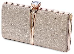 CORIOS Strass Clutch für Damen Shiny Pailletten Abendtasche Diamant Clutch Tasche Klein Tasche Elegante Umhängetasche Kette Schultertasche für Hochzeit Bankett-Party Abschlussball Gold