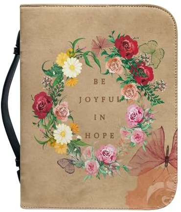 Dajingkj Bibelhülle Mit Reißverschluss Groß Leder Bible Covers Damen Blumen Bibeltasche Damen Tasche Bibel Buch Kirche Henkeltaschen