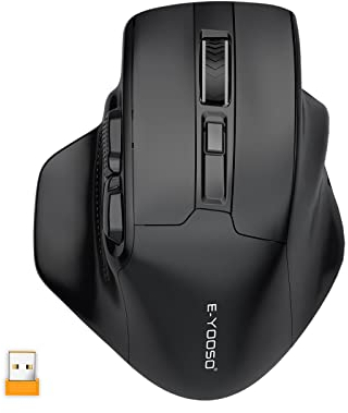 Yeemie Grande Souris USB Sans Fil pour Grandes Mains - Souris de Jeu Optique 2,4 G, 4800 DPI, 6 Boutons, Portable pour PC Mac, Noir