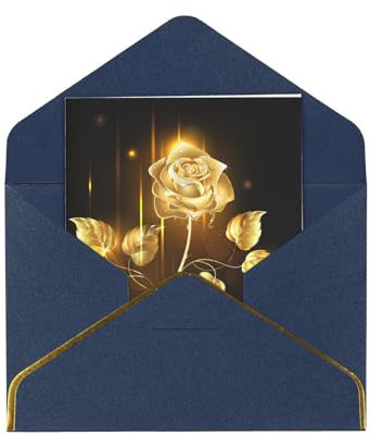 Blanko-Grußkarten mit Umschlägen, modische Urlaubskarten mit goldfarbenem Perlenpapier, Dankeskarten, personalisierte Anlässe, Karten für Neujahr, Geburtstag, Hochzeiten/Gold Rose