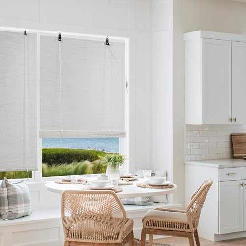 Cy.curtain bright Bambus-Rollo für den Innenbereich, Jalousien aus Holz, Sonnenschutz und Privatsphäre, für Fenster und Tür, 90 x 180 cm
