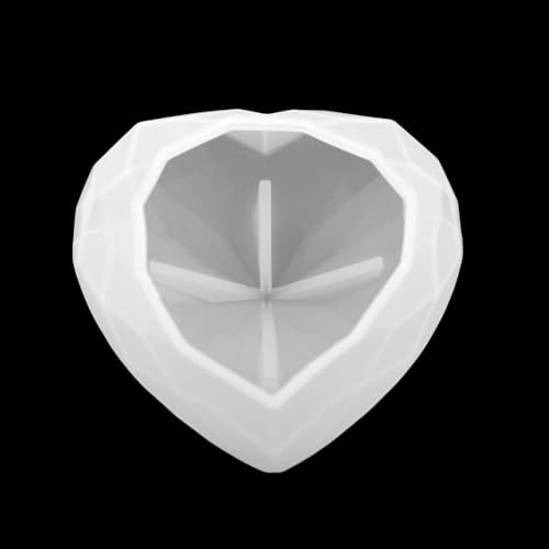 Stampo in silicone per resina epossidica a forma di cuore con superficie diamantata multi faccia, per creazioni fai da te e decorazioni per la casa, 8,9 x 8,9 x 5,8 cm