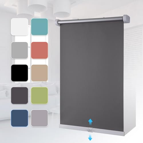 Grandekor Rollos für Fenster ohne Bohren 75x150cm(BxH) Hellgrau Fenster Rollos für innen Schnurlos Springrollo Verdunklungsrollo Sicht- und Sonnenschutz, Blickdicht & lichtundurchlässig