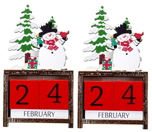 IMIKEYA 2 Sets Weihnachtskalender Festliche Feiertagsdekoration Adventskalender Weihnachtsschmuck Heim Desktop Weihnachtsdekoration Weihnachts Holzkalender Heimdekoration