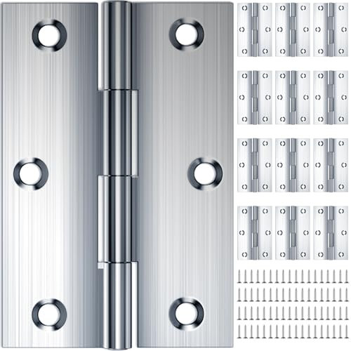 12PCS Internal Door Hinges 68 × 38mm, HOLMOL Stainless Steel Butt Hinges & Hinge Outdoor with 72PCS Screws