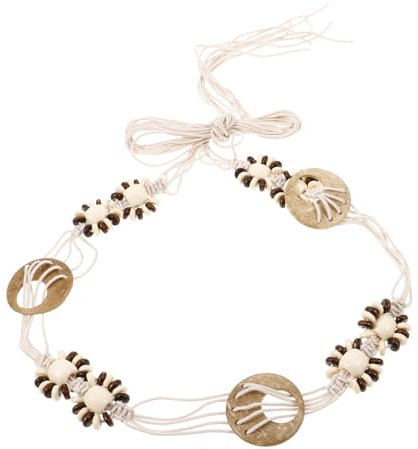 TENDYCOCO Bohemian Geflochtener Gürtel Für Damen Aus Wachsseil Mit Kokosnuss-schalenperlen Verstellbarer Taillengürtel Für Kleider Jeans Und Mehr Handgefertigter Boho Stil Für Sommerfestivals