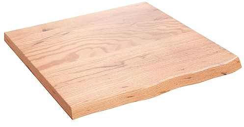 Makastle Waschtischplatte Holzbohlen Ideal für Aufsatzwaschbecken, Tischplatte Holzplatte Baumkanten-Platte für Heimwerker, Arbeitsplatten, Hellbraun 60x60x(2-4) cm Massivholz Behandelt