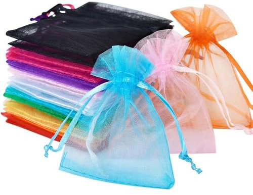 RENKE 60 Pcs Organza Bags, Mesh Bags for Jewellery, Mesh Candy Favour Bag for Wedding Party Festival Game (Multicolor)
