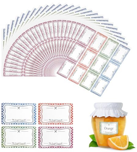 Marmeladenetiketten 540 Stück Selbstklebend, Aufkleber zum Beschriften von Gläsern, Backwaren, Flaschen und Tüten (30 x 50 mm)