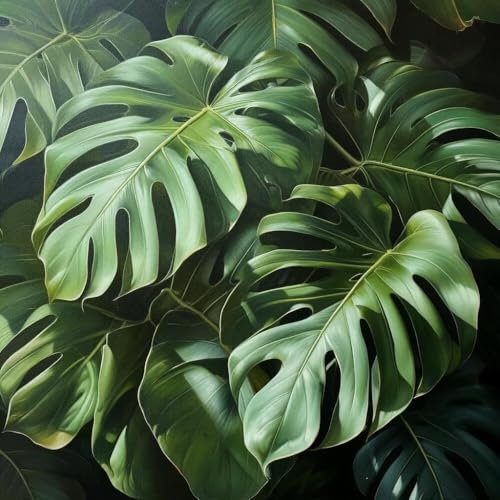 Peinture Numero Adulte Jungle de plantes, DIY Peinture Acrylique pour Adultes Enfants Débutants Facile sur Toile,avec Peintures et Pinceaux, Peinture à l'Huile sur Toile, Decor Cadeau 30x30cm S-490