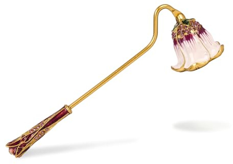 Xinally Elegant Royal-Style Candle Snuffer with Pearl Inlay, Candlesnuffers Wick Snuffer Candle Accessory for Putting Out Extinguish Candle (Purple + White)