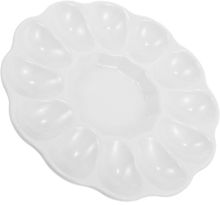 ELAYARD Bandeja para Huevos Rellenos De Cerámica 20 Cm 12 Compartimentos Reutilizable Antideslizante para Catering y Recetas De Pascua
