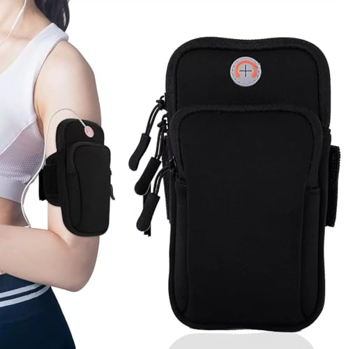 Armtasche Laufgürtel wasserdichte Neopren Arm Handgelenk Tasche Armband Handytasche für Handy Bis zu 6,0 Handytasche Joggen, Sporttasche, Outdoor-Sport Handytasche(Schwarz)