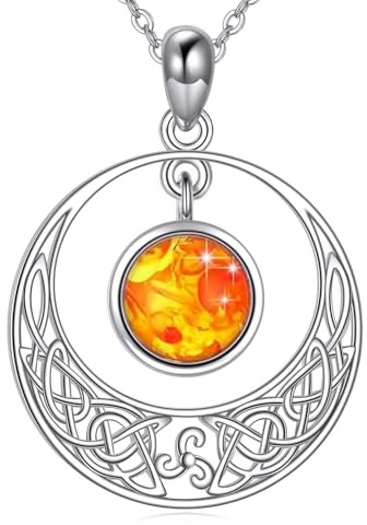 VONALA Keltischer Knoten Bernsteinkette für Damen – 925er Sterling Silber Baum des Lebens Anhänger, Natürlicher Edelstein Vintage Geschenk