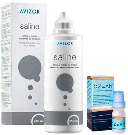 Pack Ozean 10ml + Saline 350ml: Solución Ojo Seco y Limpieza Lentillas | Sin Conservantes | Compatible con Todas las Lentes de Contacto | Alivia Sequedad y Enrojecimiento