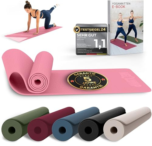 NEOLYMP Yogamatte rutschfest & gelenkschonend – Gelenkschonende Gymnastikmatte & Fitnessmatte für Zuhause – 183x61cm Trainingsmatte aus PVC – Sportmatte für Yoga, Pilates – E-Book & Video Übungen