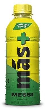 MAS+ BY MESSI - Lima Limón Pack 12 Un – Caja de 12 Botellas de 500 ml – Bebida Hidratante con Vitaminas, Minerales y Antioxidantes – Refrescante Sabor Cítrico – Solo 10 Calorías