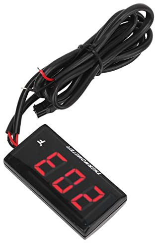 Walmeck LCD Vattentemperaturmätare, Ultratunn Digital Vattentermometer för Motorcykel med Varningsblixt för de Flesta Cyklar, Högupplöst Display, Enkel Installation (Röd)