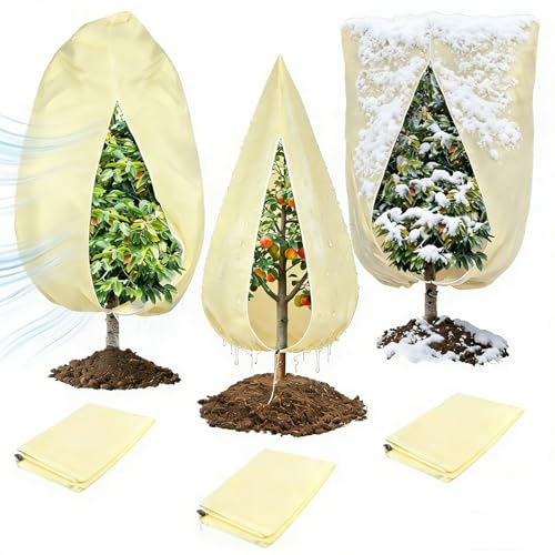 AEMCHDM Pflanzen Winterschutz, Pflanzenschutz Winter mit Reißverschluss und Zugband, Wiederverwendbar Winterschutz für Baum Palmen olivenbaum Balkonpflanzen haube (80 cm x 100 cm)