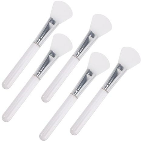 Garneck Cepillo de Silicona para Mascarilla Facial 5 Unidades, Aplicador Transparente Mango Cristal, Brocha para Mascarilla de Barro, Herramienta Compacta para Cuidado Facial y Spa en