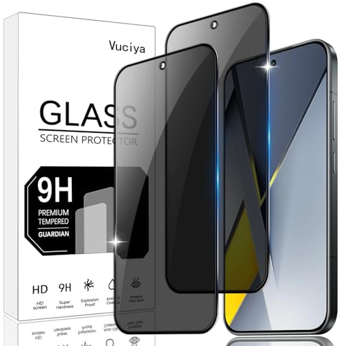Vuciya 2-pack integritetsskydd för Xiaomi Poco F8 Pro skärmskydd med fingeravtryck, anti-repor, 9H skyddsfilm, pansarskydd, antispy Protection härdat glas för Xiaomi Poco F8 Pro