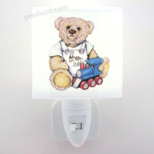 Night Lights, Square face shaped - Teddy Bear with train Design