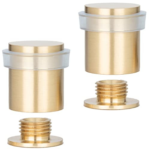 EVI Herrajes | Lot de 2 Butées de Porte en Laiton | Ø20x25mm | Finition Mate - Caoutchouc Transparent | Installation par vis | Mod. 180TMT