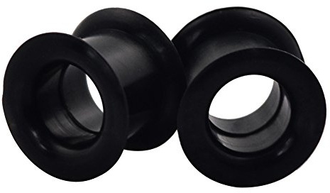 Longbeauty 2er Set Schwarze Silikon Tunnel Plugs Ohr Piercing 25mm