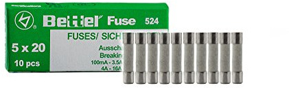 10er Päckchen Keramik Sicherungen 1A träge 5x20mm