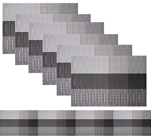 Famibay Set de 6 Caminos de Mesa Individuales de Vinilo Lavable Antideslizante para Mesa de Cocina, Black Mats, 180