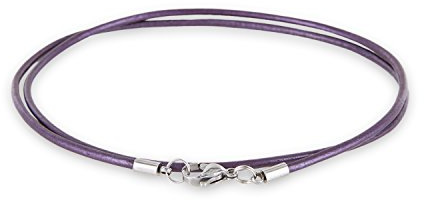 Auroris Lederkette 2 mm Farbe: Violett mit Karabinerverschluss aus Edelstahl Länge wählbar