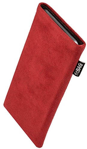 fitBAG Classic Rot Handytasche Tasche aus original Alcantara mit Microfaserinnenfutter für Lenovo Phablet Tab V7 | Hülle mit Reinigungsfunktion | Made in Germany